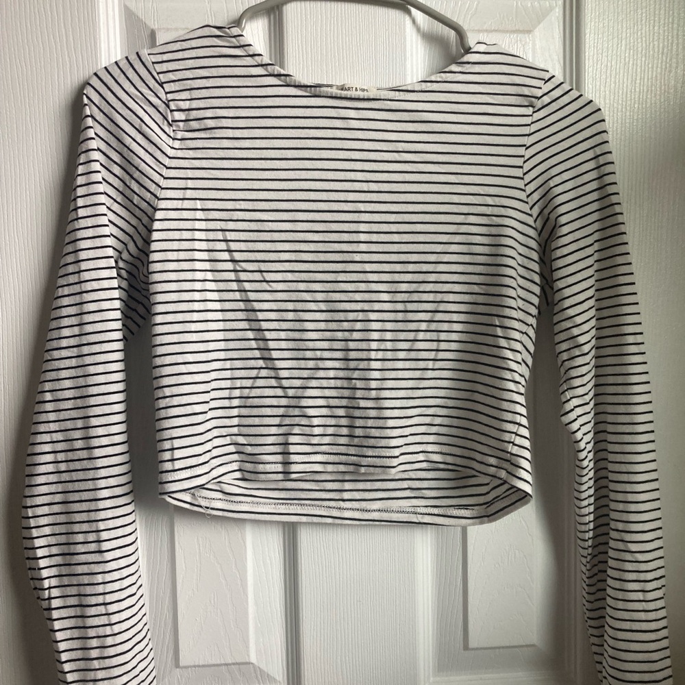 Heart & Hips Striped Long Sleeve Crop Top
